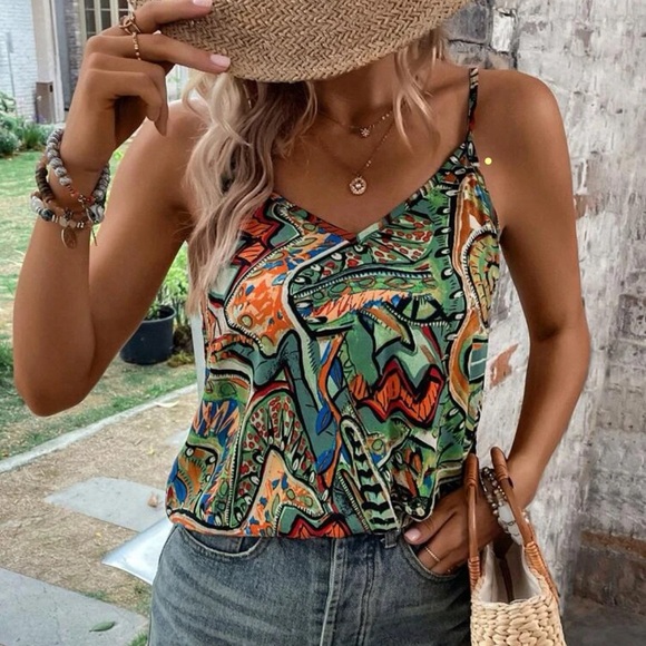 Abstract Printed Camisole Tank - Picture 1 of 5